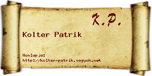 Kolter Patrik névjegykártya